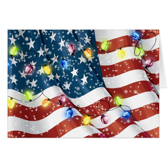 American Flag Patriotic Christmas Card (Vorderseite (Horizontal))