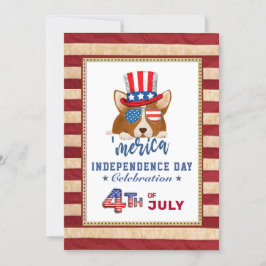 American Flag Patriotic Corgi 4. JULY Party Einladung