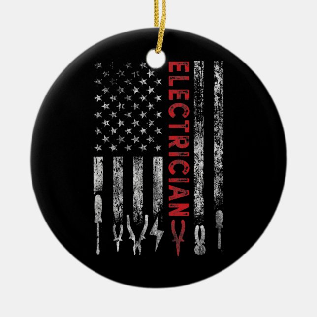 American Flag Patriotic Funny Keramik Ornament (Vorne)