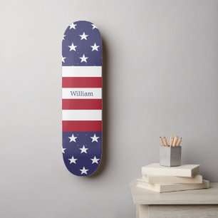 American Flag Patriotic Individuelle Name Blue Red Skateboard