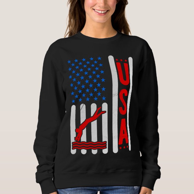 American Flag Patriotic USA Men Women Swimming Fre Sweatshirt (Vorderseite)
