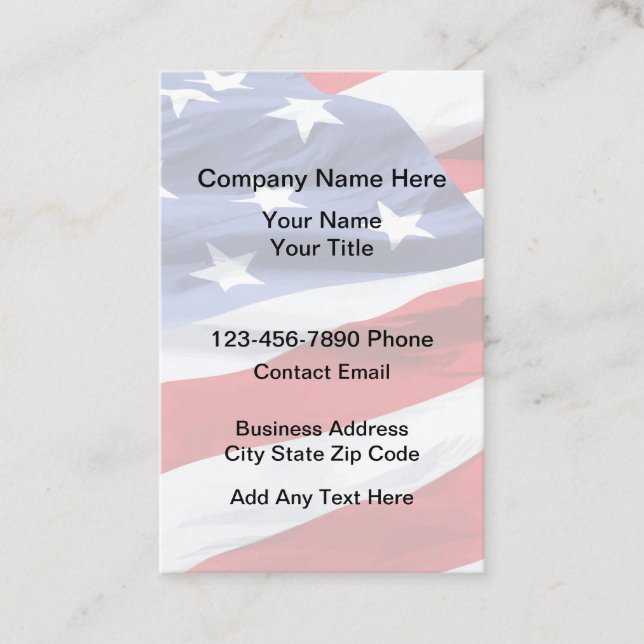 American Flag Patriotic Vertical Business Cards Visitenkarte (Vorderseite)