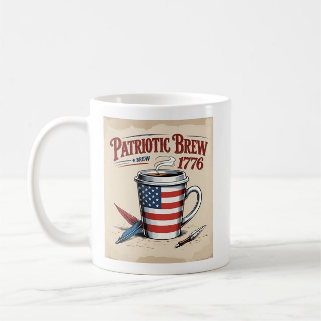 American Flag Pattern Coffee Cup - Patriotic Brew Kaffeetasse (Links)