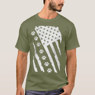 American Flag Paw Print mit Dog PawsVintage T-Shirt