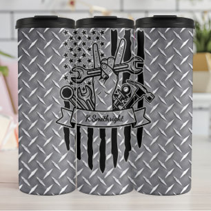 American Flag Peace Mechanism Tools Thermal Tumble Thermosbecher