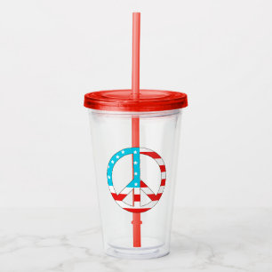 American Flag Peace Sign Acryltrinkbecher