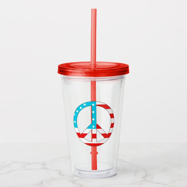 American Flag Peace Sign Acryltrinkbecher (Vorderseite)