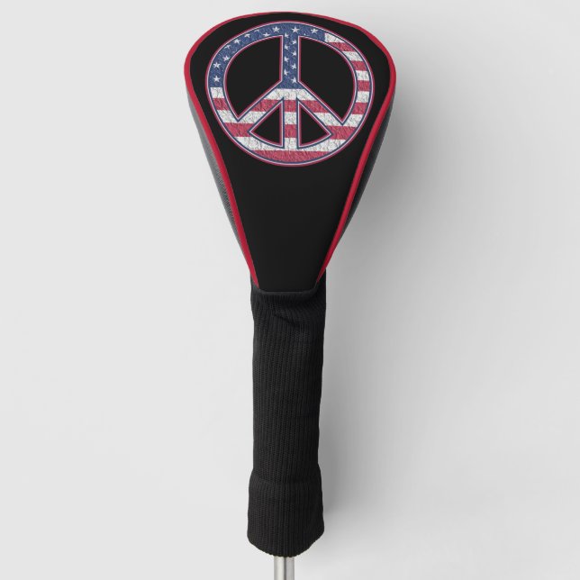 American Flag Peace Sign Golf Headcover (Vorderseite)