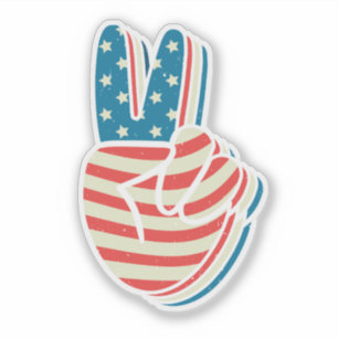 American Flag Peace Sign Hand 4. Juli Aufkleber
