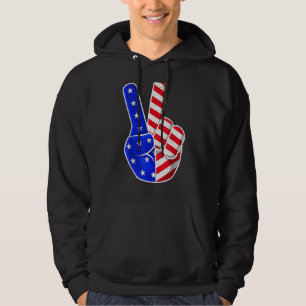 American Flag Peace Sign Hand Amerikanische Unabhä Hoodie
