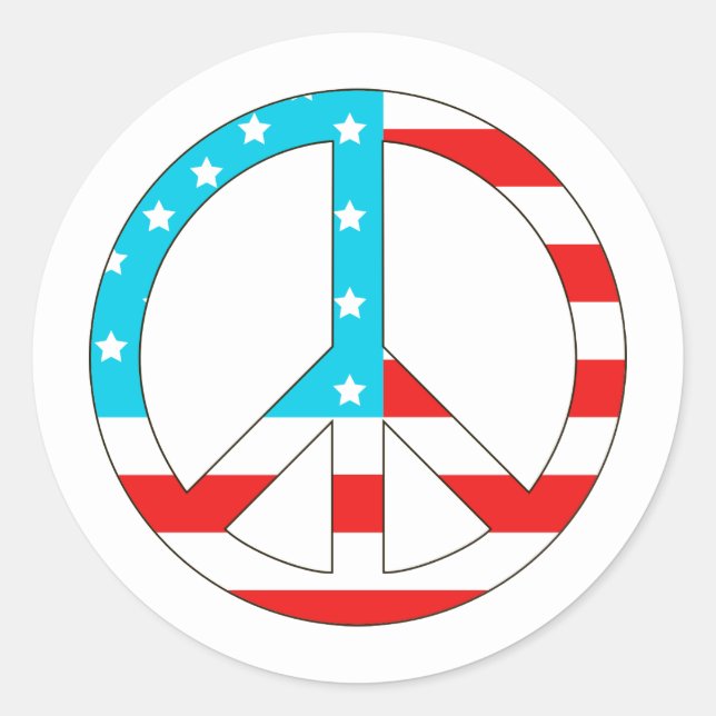 American Flag Peace Sign Runder Aufkleber (Vorderseite)