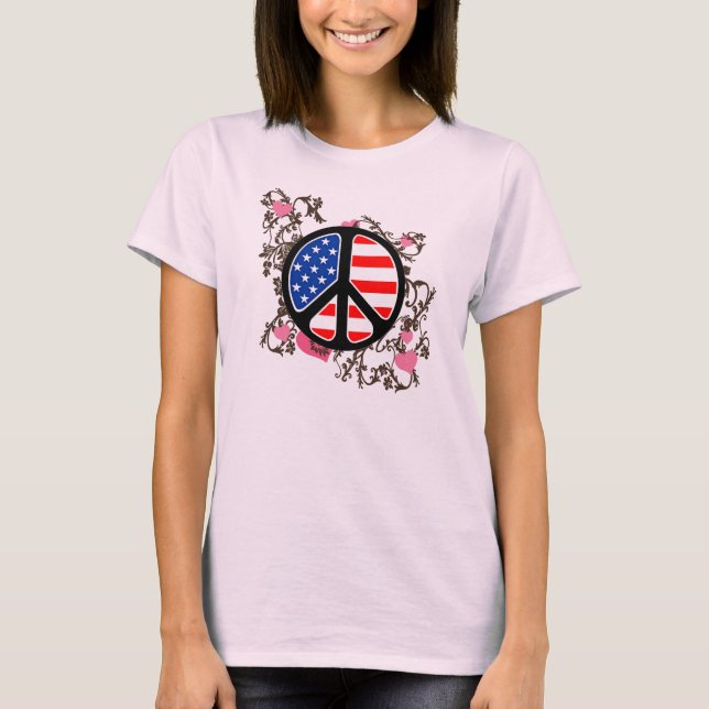 American Flag Peace Sign T-Shirt (Vorderseite)