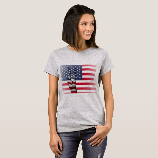 American Flag Peace Sign Womens Shirt (Vorne ganz)
