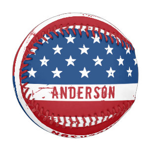 American Flag Personalisieren Patriotic Red White Baseball