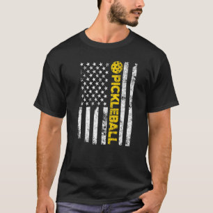American Flag Pickleball-Schläger Spieler Mannscha T-Shirt