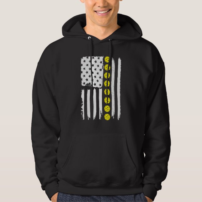 American Flag Pickleball Shirt, Pickleball Lover G Hoodie (Vorderseite)