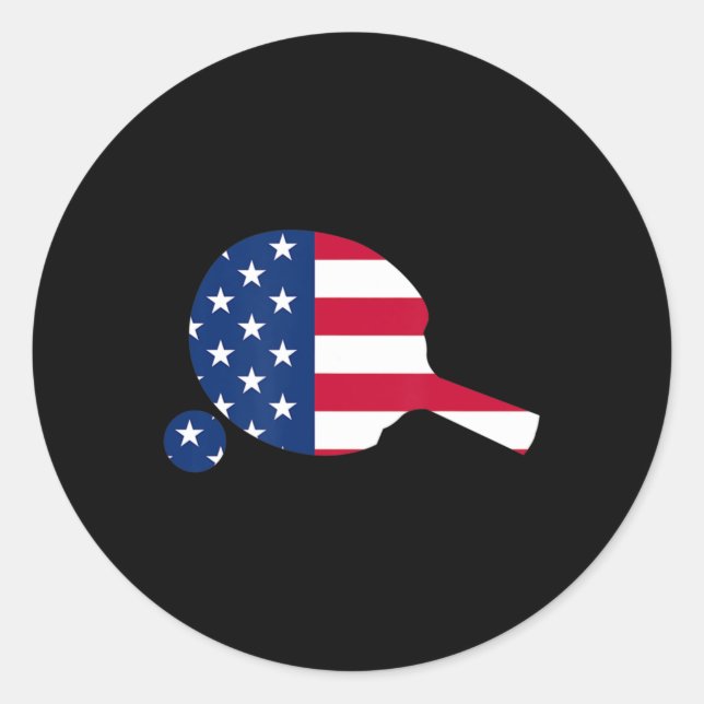 American Flag Ping Pong Tischtennis Player Equipm Runder Aufkleber (Vorderseite)