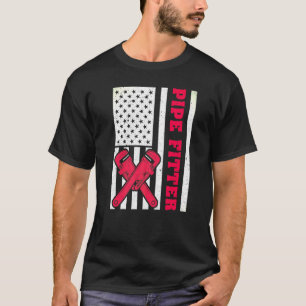 American Flag Pipefitter Plumber T-Shirt