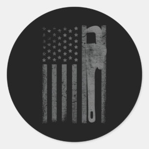 American Flag Plumbing Worker Runder Aufkleber