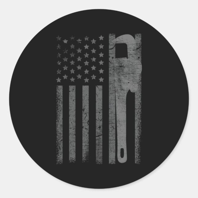 American Flag Plumbing Worker Runder Aufkleber (Vorderseite)