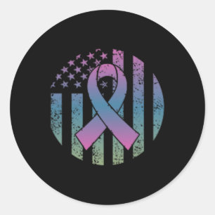 American Flag Pocket Metastatic Breast Cancer Awa Runder Aufkleber