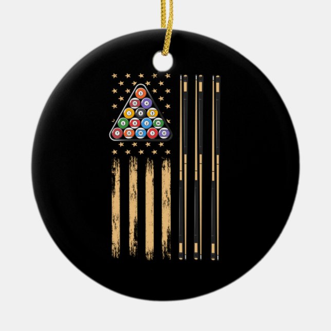 American Flag Pool Player Keramik Ornament (Vorne)