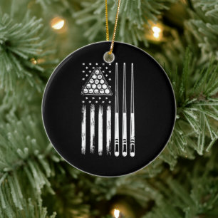 American Flag Pool Player Keramik Ornament