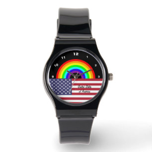 American Flag Rainbow watch, Liebe USA, LGBT Stolz Armbanduhr