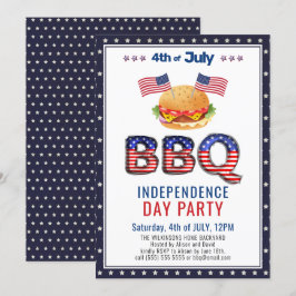American Flag Red White Blue 4. JULY GRILLEN Party Einladung