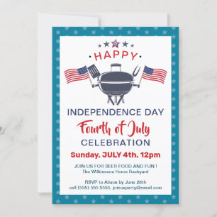 American Flag Red White Blue 4. JULY GRILLEN Party Einladung