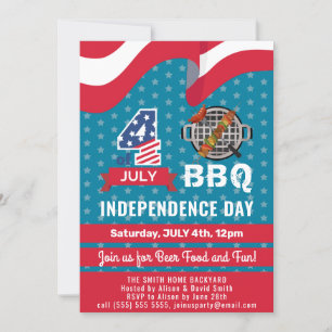 American Flag Red White Blue 4. JULY GRILLEN Party Einladung