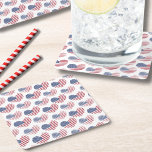American Flag Red White Blue Patriotic Rechteckiger Pappuntersetzer<br><div class="desc">Niedlicher Patriotic American Flag Rustic Heart Pattern Square Paper Untersetzer! Ein Muster rustikaler oder bedrückter aussehender amerikanischer Flag-Herzen,  um ein lustiges Bild rot,  weiß und blau zu machen! Perfekt für 4. Juli,  Gedenktag,  Veteranentag und mehr! Oder für jeden patriotischen Moment,  in dem du Gefühl bist.</div>