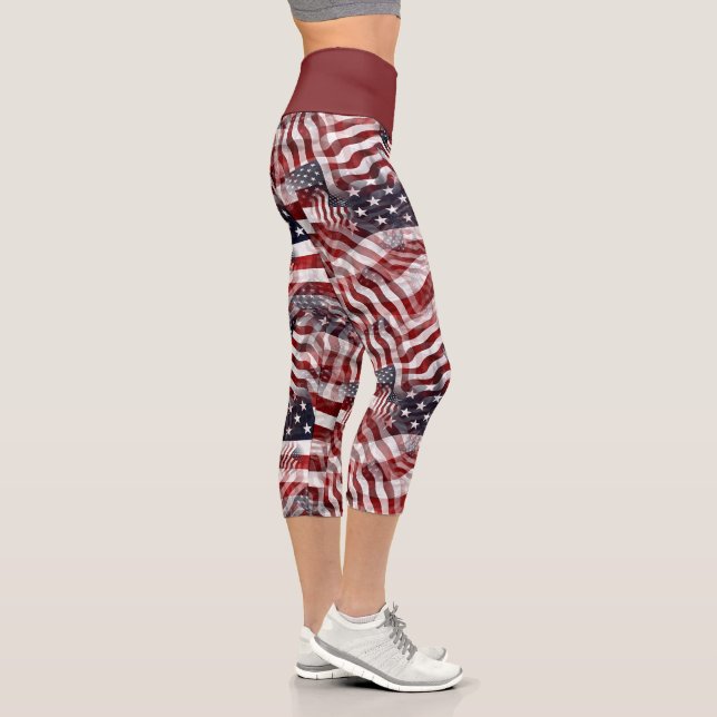 American Flag Red White Stripes Stars Muster Capri Leggings (Rechts)