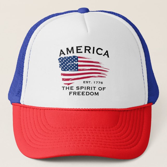 American Flag Red White Stripes Stars Muster Truckerkappe (Vorderseite)