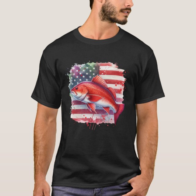 American Flag Redfish Fishing T-Shirt (Vorderseite)