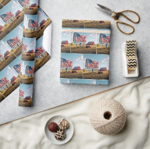 American Flag Reklametafel auf dem Bauernhof Geschenkpapier