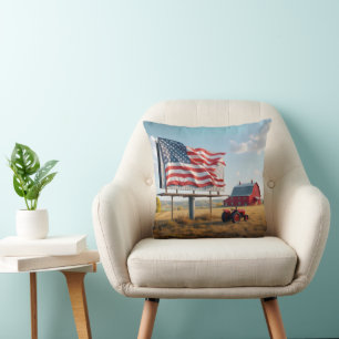 American Flag Reklametafel auf dem Bauernhof Kissen