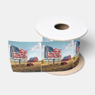 American Flag Reklametafel auf dem Bauernhof Satinband
