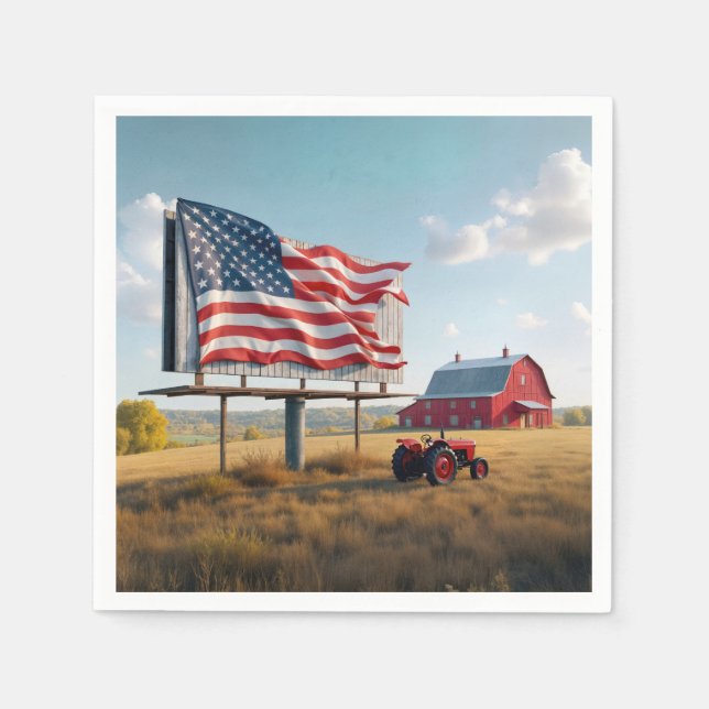 American Flag Reklametafel auf dem Bauernhof Serviette (Vorderseite)