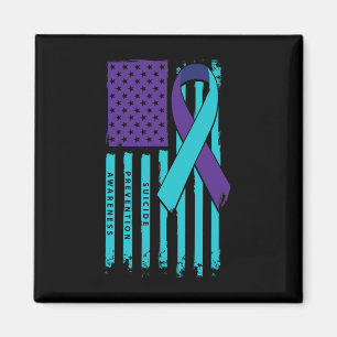 American Flag Ribbon Suicide Awareness Mental Heal Magnet