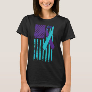American Flag Ribbon Suicide Awareness Mental Heal T-Shirt