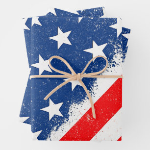American Flag Shirt USA Patriotic Star Streifen Geschenkpapier Set