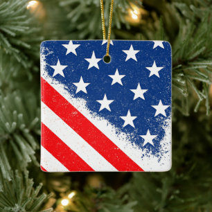 American Flag Shirt USA Patriotic Star Streifen Keramikornament