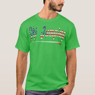 American Flag Snow Ski Jumping Fan Graphic Art USA T-Shirt