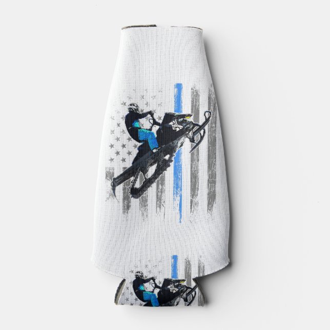 American Flag Snowmobile Shirt Men Snowmobile Ridi Flaschenkühler (Vorderseite)