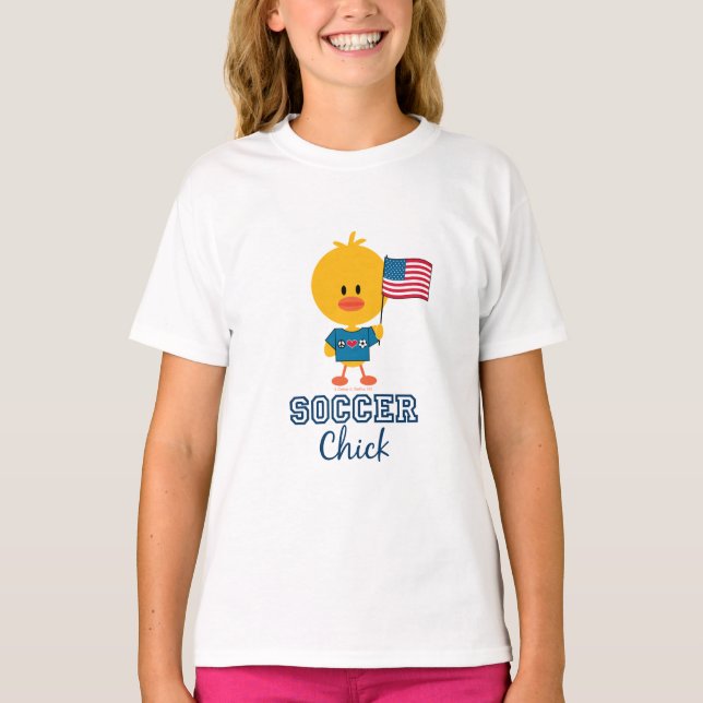 American Flag Soccer Chick Kids Ringer T-Shirt (Vorderseite)
