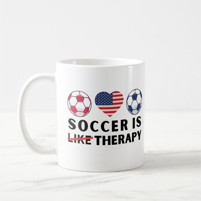 American Flag Soccer ist wie Therapie Kaffeetasse (Links)