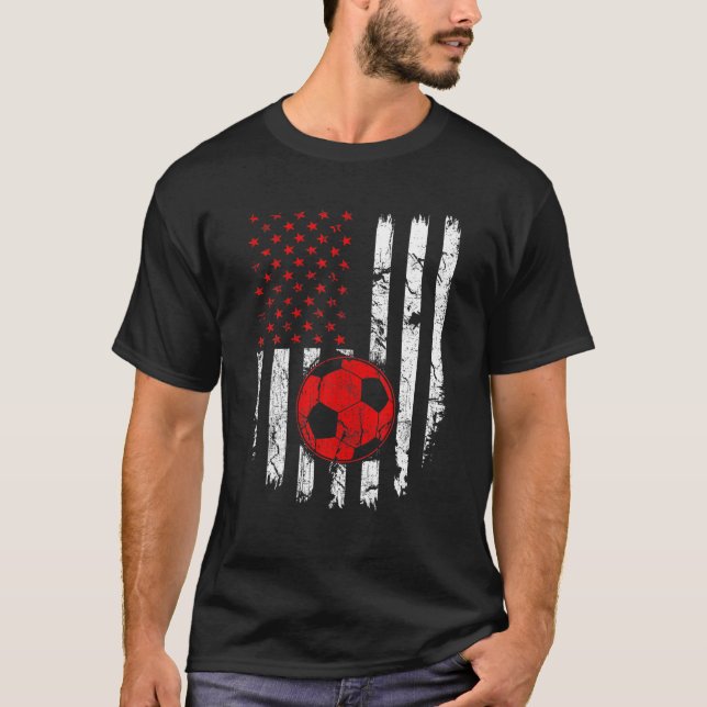 American Flag Soccer USA Patriotic Sport Lover Chr T-Shirt (Vorderseite)