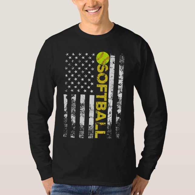 American Flag Softball Team Geschenk T-Shirt (Vorderseite)