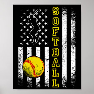 American Flag Softball Team Vintage Lustig Poster